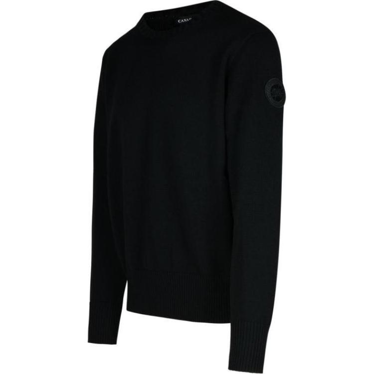 Shop カナダグース ロッソー ソリッドクルーネックスリムフィットセーター ブラック 7091M-61