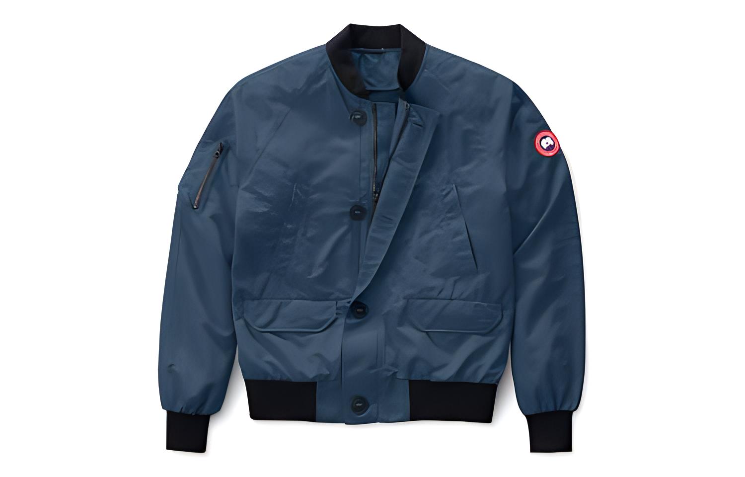 Canada Goose Storm Blue Collarless Jacket with Badge and Contrast Trim 2415M-853