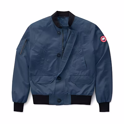 Canada Goose Storm Blue Collarless Jacket with Badge and Contrast Trim 2415M-853
