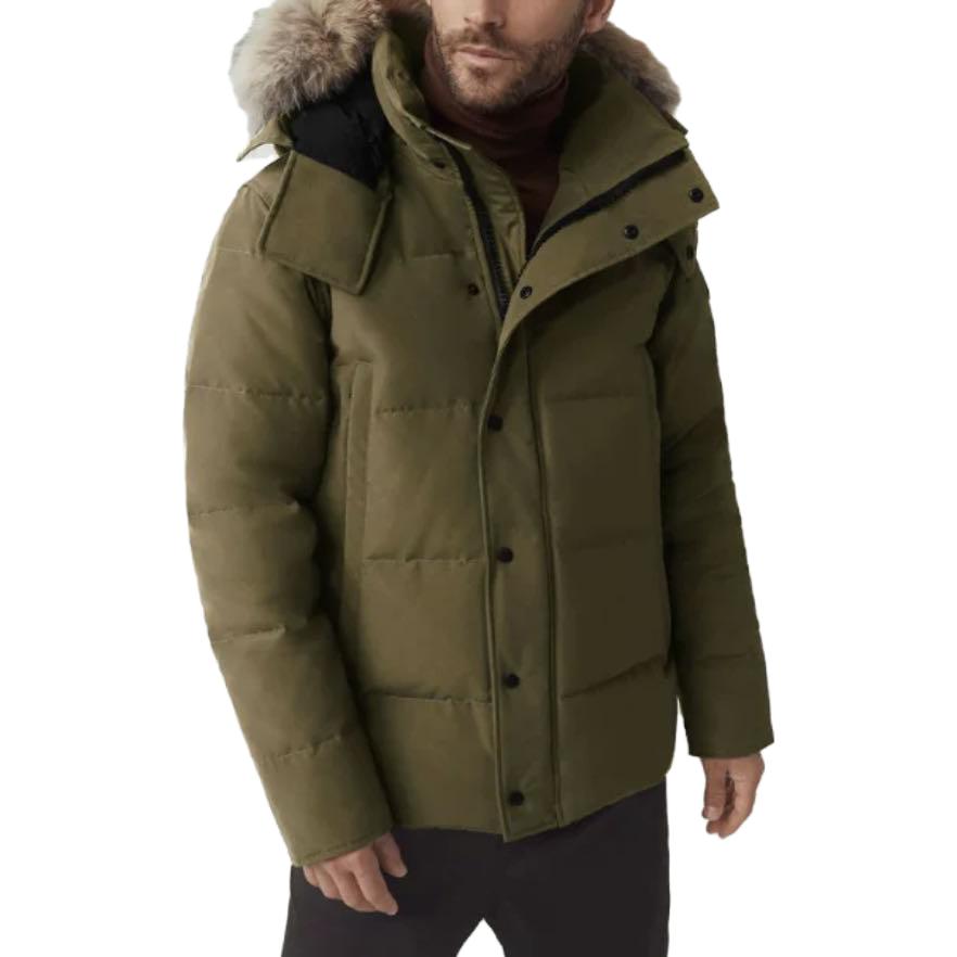 Lookbook Canada Goose Wyndham Parka  Slim Fit Down Jacket with Removable Hood - Tan. 3808M-7