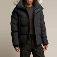 Lookbook Canada Goose Wyndham Red Label Hooded Puffer Jacket Black Unisex Winter Coat 3808MA-61