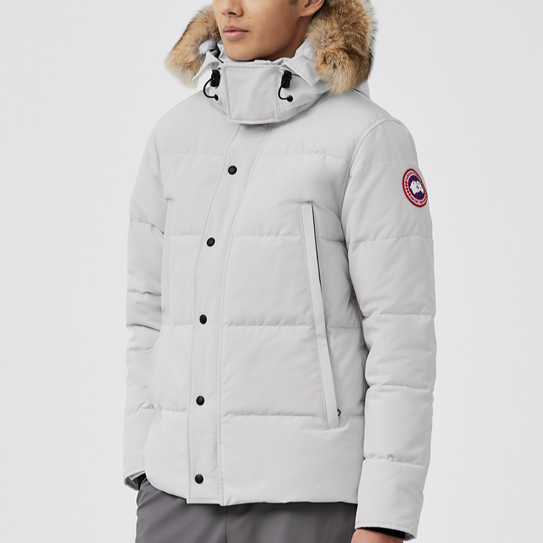 Lookbook 加拿大鵝 Wyndham 短版羽絨外套 銀白色 修身連帽羽絨夾克 3808M-200