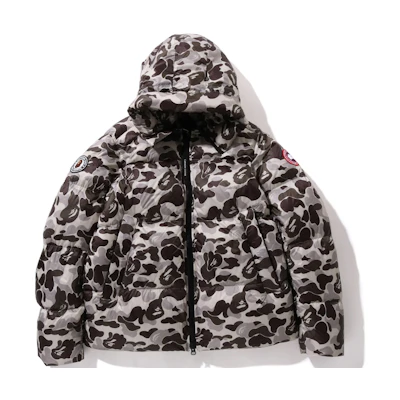 Canada Goose A BATHING APE FW23 Camo Ripstop Hoodie Down Jacket Grey Unisex. 2252MBE-1119