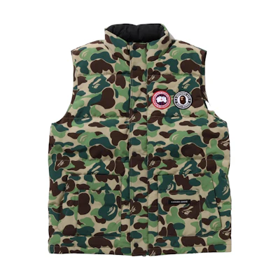 Canada Goose BAPE FW23 Camo Vest Green Unisex with Front Logo. 2054MBE-1118