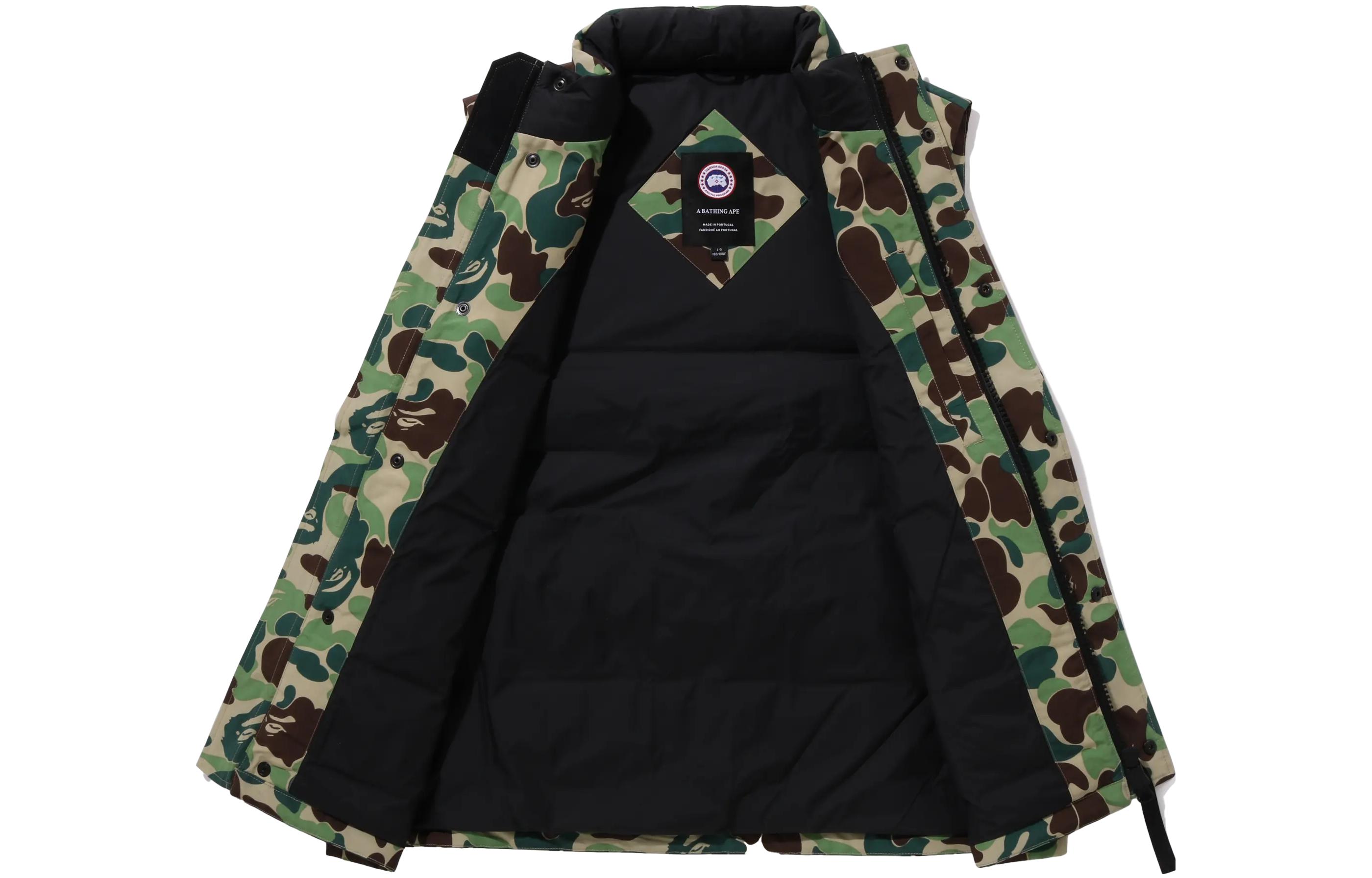 Shop Chaleco Verde Unisex Canada Goose x BAPE FW23 Camo con Logo Frontal. 2054MBE-1118