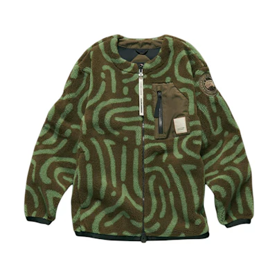 Canada Goose NBA Unisex Olive Green Crewneck Zipper Jacket with Line Patterns 7017USB-1233