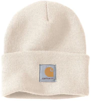 Carhartt Acrylic Watch Hat A18 Logo Beanie Unisex Couple Style Off-White. RN14806-A18-WWH Carhartt Acrylic Watch Hat A18 Logo Beanie Unisex Couple Style Off-White. RN14806-A18-WWH