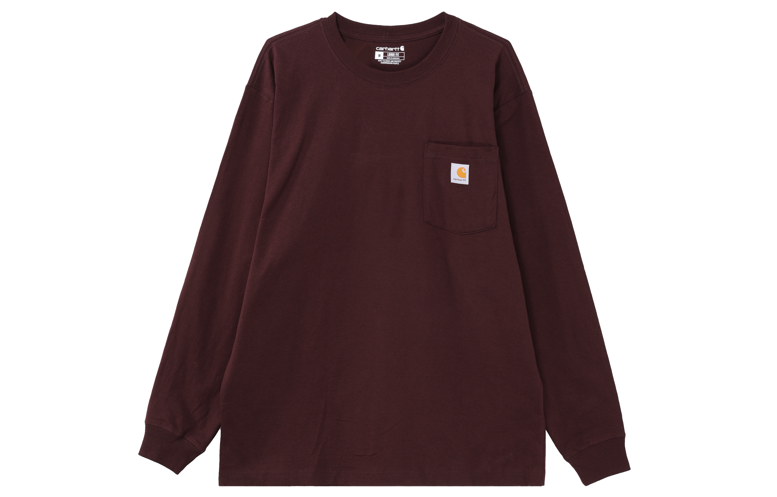 Carhartt K126 Classic Loose Fit Workwear Long Sleeve Pocket Tee Maroon Unisex K126-PRT