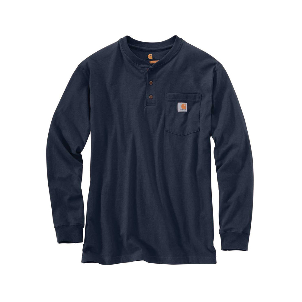 Carhartt K128 Badge Logo Henley Long Sleeve T-Shirt K128-Clothing