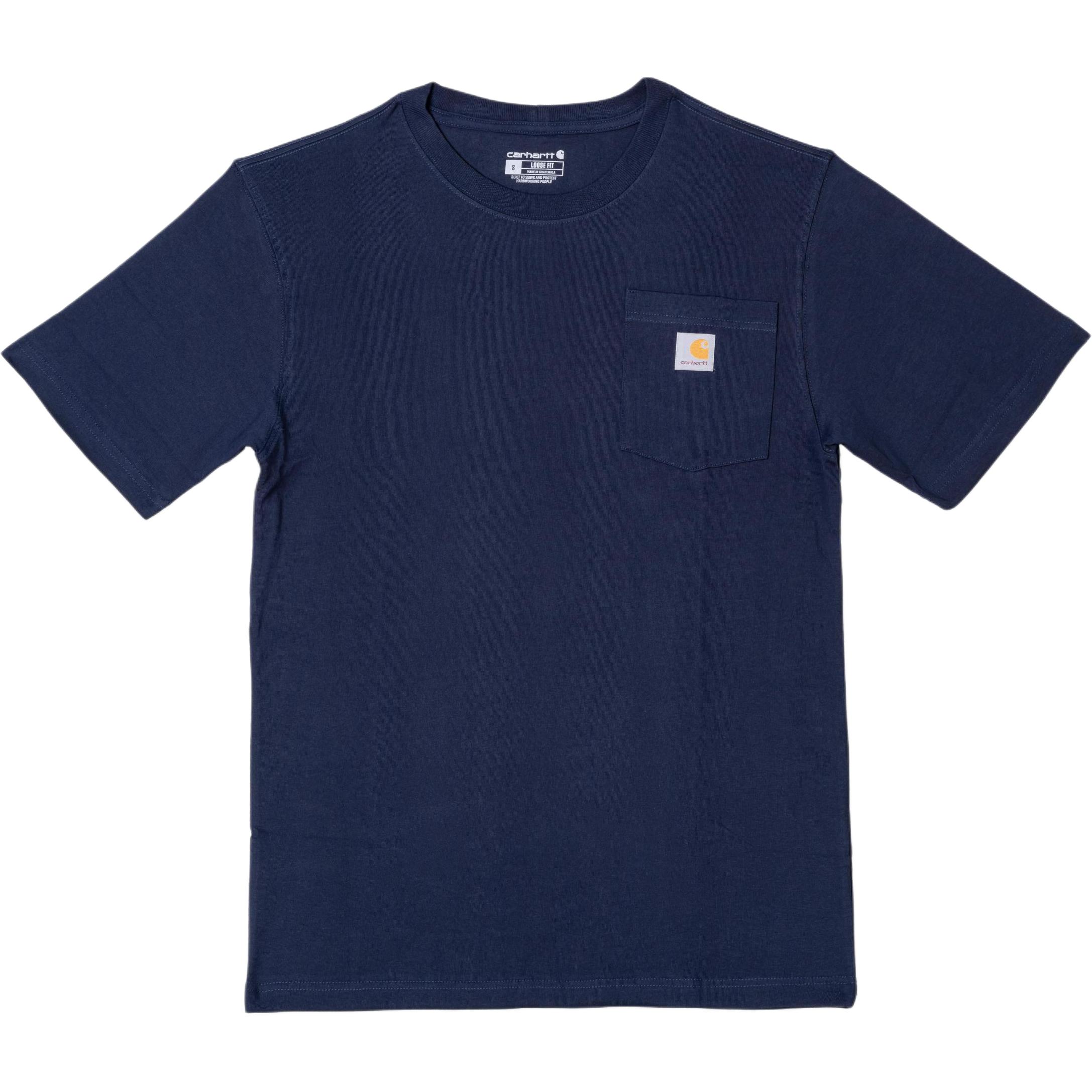 Carhartt K87 Loose Fit Heavyweight Pocket T-Shirt Navy Unisex Logo Tee K87-NVY