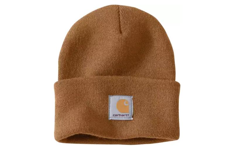 Carhartt Logo Men’s Brown Acrylic Knit Beanie Warm Hat A18 - Brown