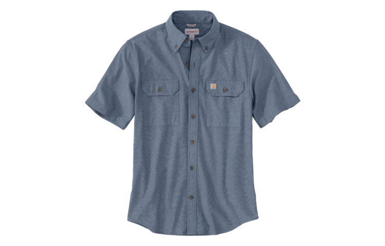 Carhartt Solid Casual Short Sleeve Shirt Grey Blue 104369-clothes