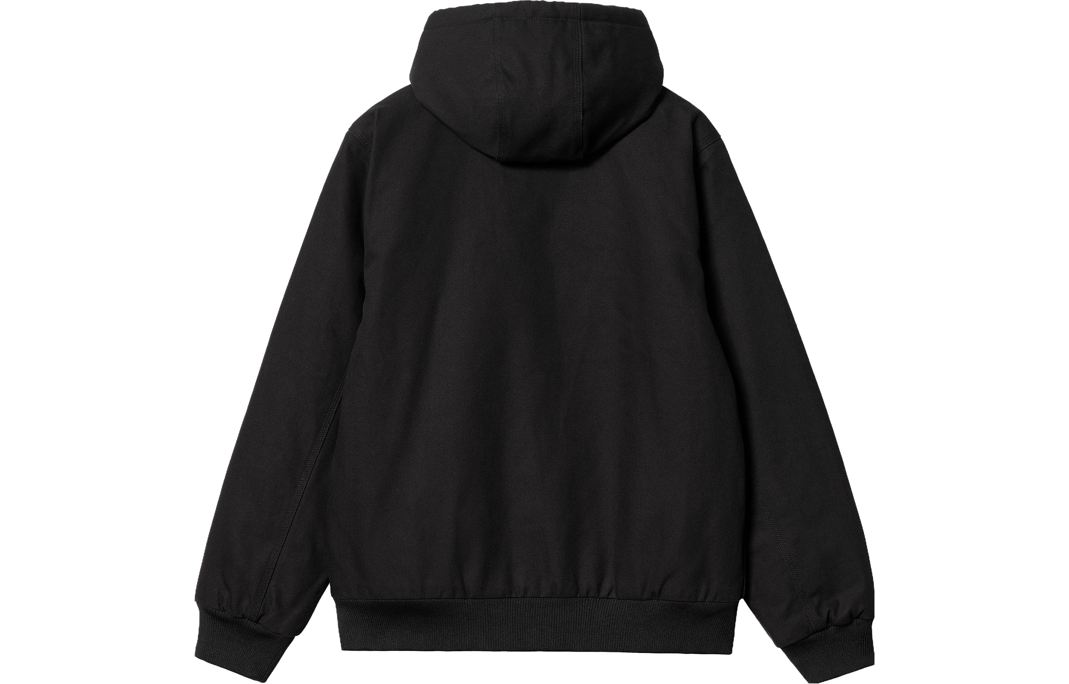 Lookbook 칼하트 WIP 블랙 풀집 액티브 재킷 솔리드 컬러 후디. I023083-89-01