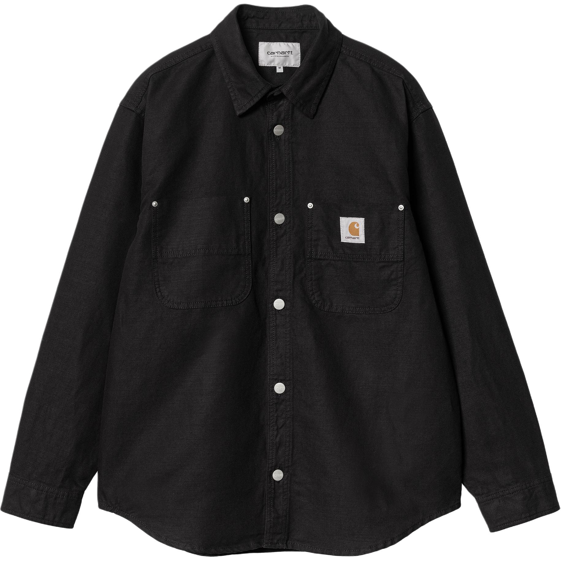 Carhartt WIP  Black Long Sleeve Logo Collar Button-Up Jacket I033578-89-02