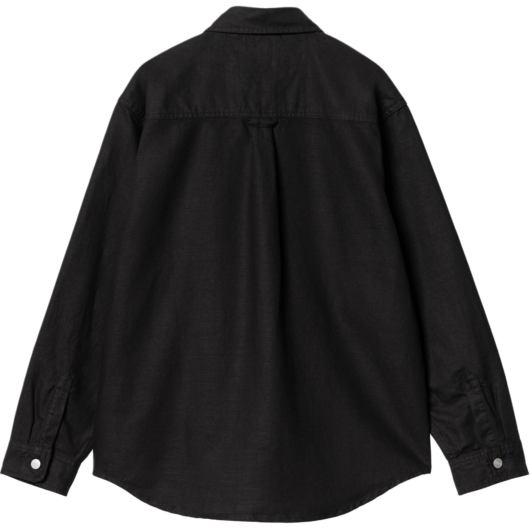 Lookbook 칼하트 WIP 블랙 로고 칼라 버튼업 긴팔 자켓 I033578-89-02