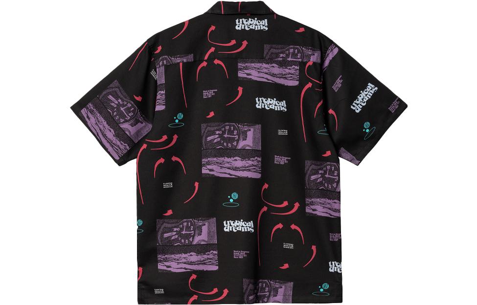 Lookbook Carhartt WIP  Black Short Sleeve Shirt with Allover Print I030045-0OW-4G