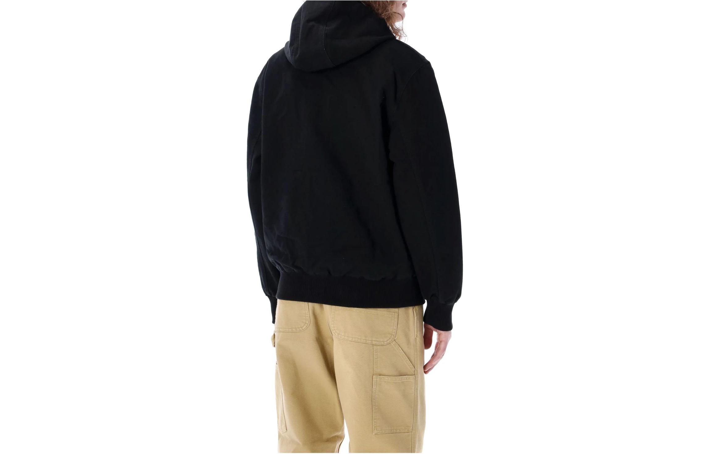 Lookbook 칼하트 WIP 블랙 솔리드 컬러 집업 후드 재킷 I032939-C89-02