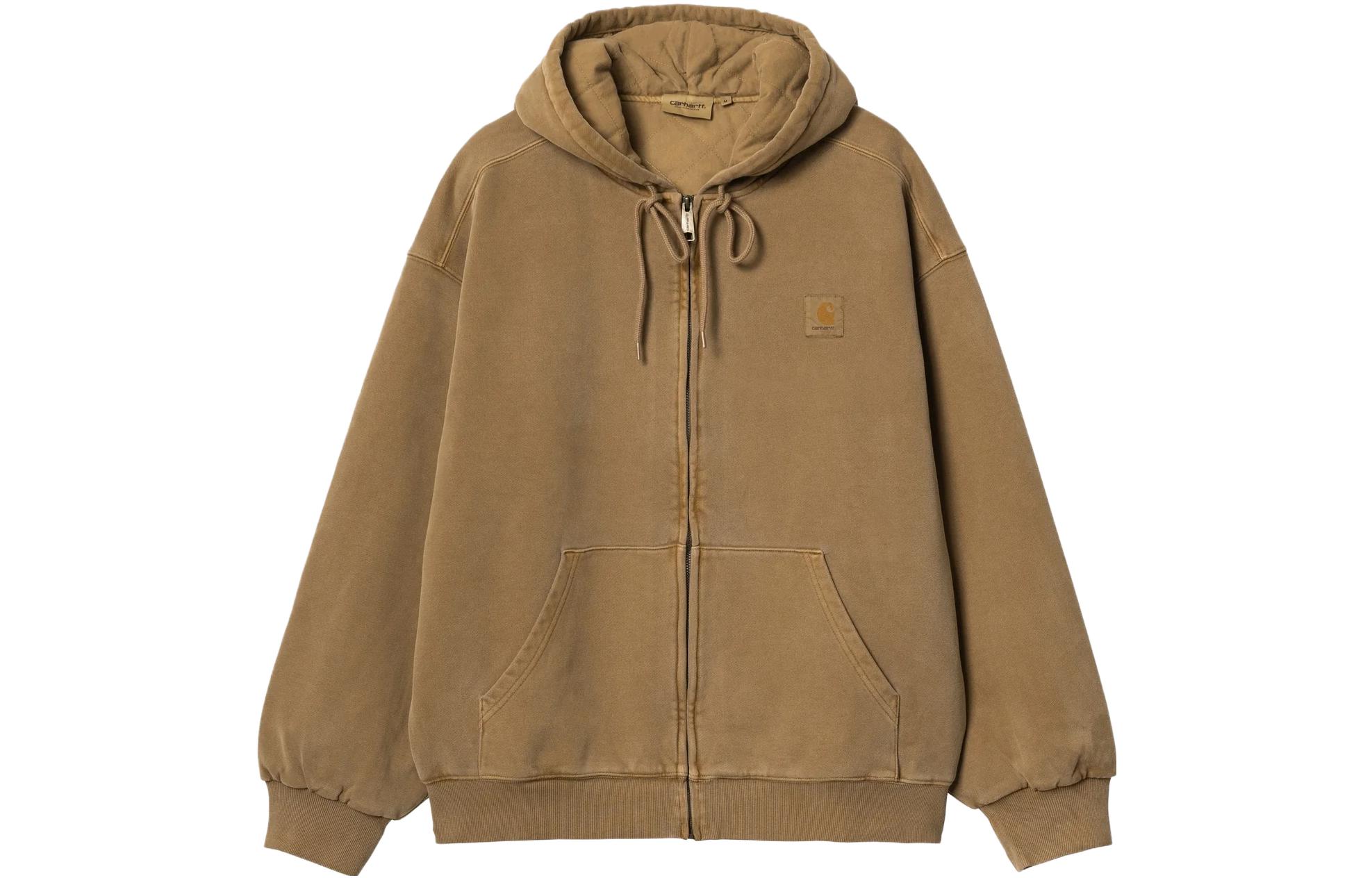 Carhartt WIP  Brown Solid Color Zip-Up Hoodie Jacket. I029524