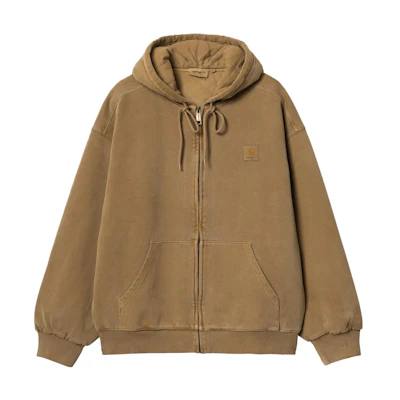 Carhartt WIP Brown Solid Color Zip-Up Hoodie Jacket. I029524