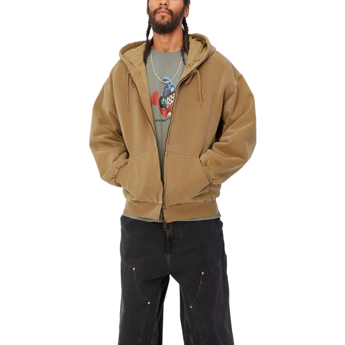 Shop カーハート WIP ブラウン 無地 ジップアップ パーカー ジャケット. I029524