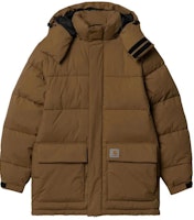 Carhartt WIP Brown Solid Relaxed Fit Zip-Up Hooded Jacket. I032267-1CN-XX Carhartt WIP Brown Solid Relaxed Fit Zip-Up Hooded Jacket. I032267-1CN-XX