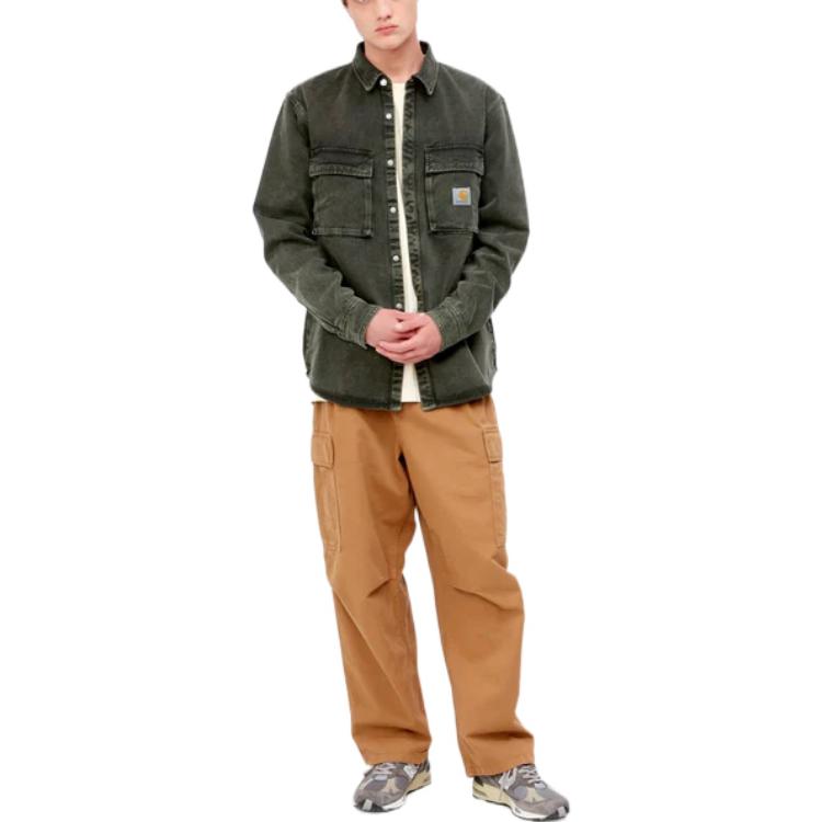 Carhartt WIP  Green Distressed Denim Jacket with Button-Up Collar. I030291-0WE-WD 圖 4