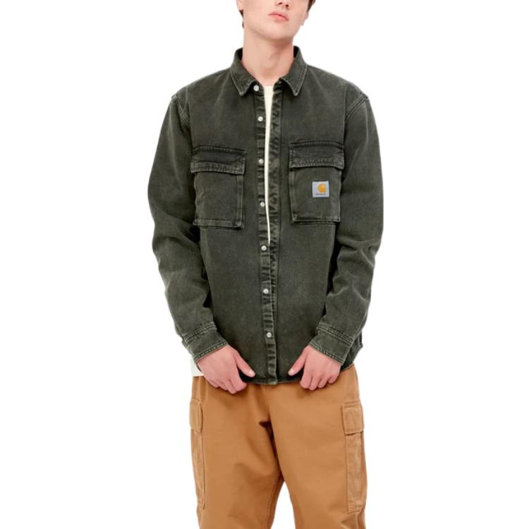 Carhartt WIP  Green Distressed Denim Jacket with Button-Up Collar. I030291-0WE-WD 圖 5