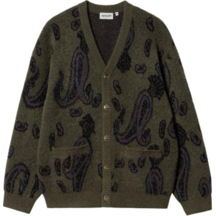 Carhartt WIP  Green V-Neck Long Knit Cardigan with Full Print Design. I032351-1UK-XX 圖 2