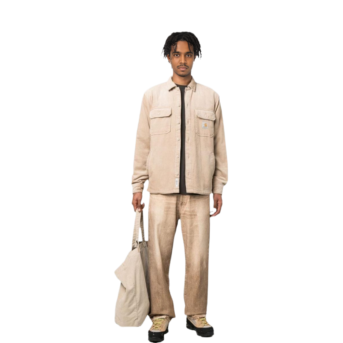 Lookbook Carhartt WIP  Long Sleeve Corduroy Jacket Khaki with Logo Patch. I028827-G1-XX