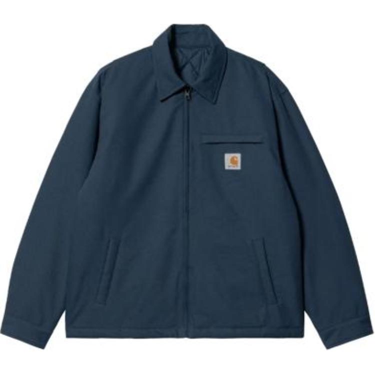 Order Carhartt WIP  Navy Blue Logo Print Zip-Up Workwear Jacket. I030829-1Q6-XX