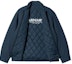 Shop Carhartt WIP Navy Blue Logo Print Zip-Up Workwear Jacket. I030829-1Q6-XX