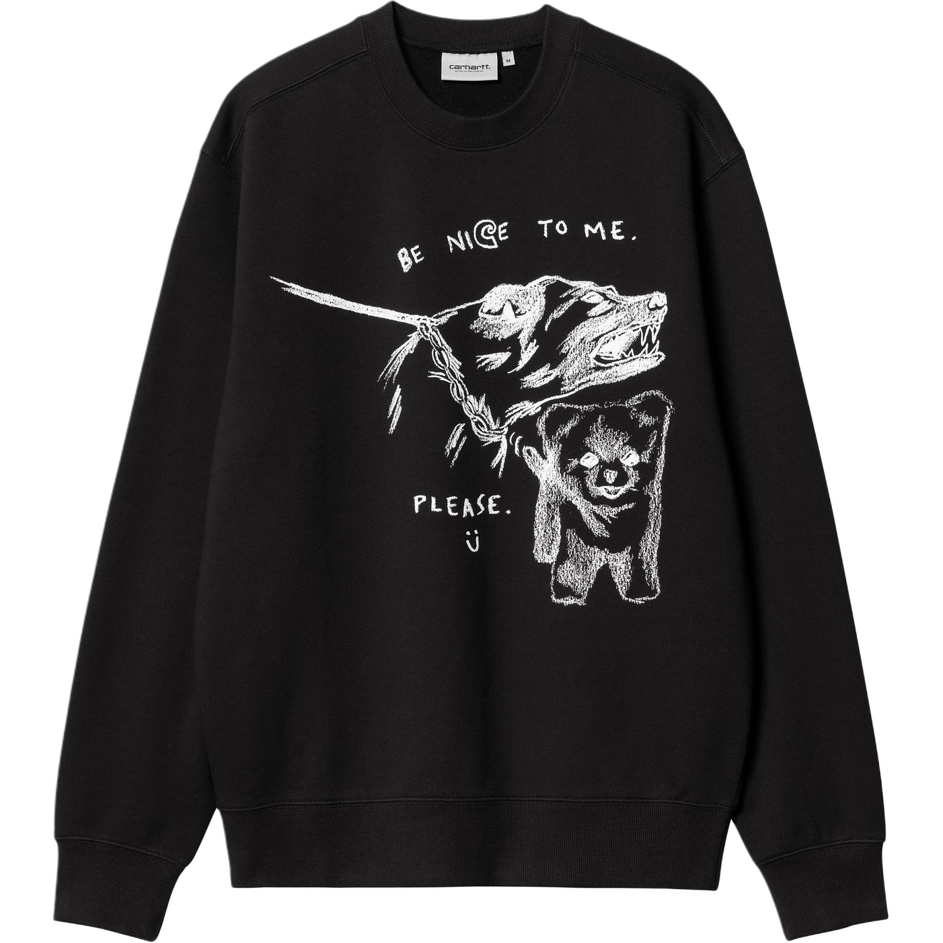 Carhartt WIP "Pepe Be Nice" Animal Print Crewneck Sweatshirt Unisex Black I033933-0D2-XX