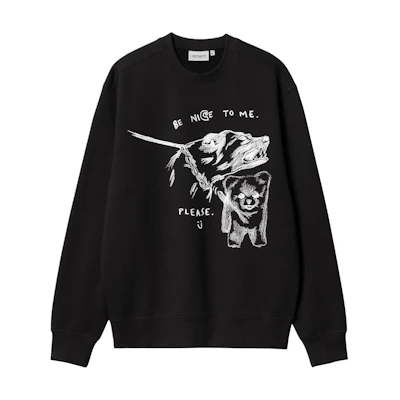 Carhartt WIP "Pepe Be Nice" Animal Print Crewneck Sweatshirt Unisex Black I033933-0D2-XX