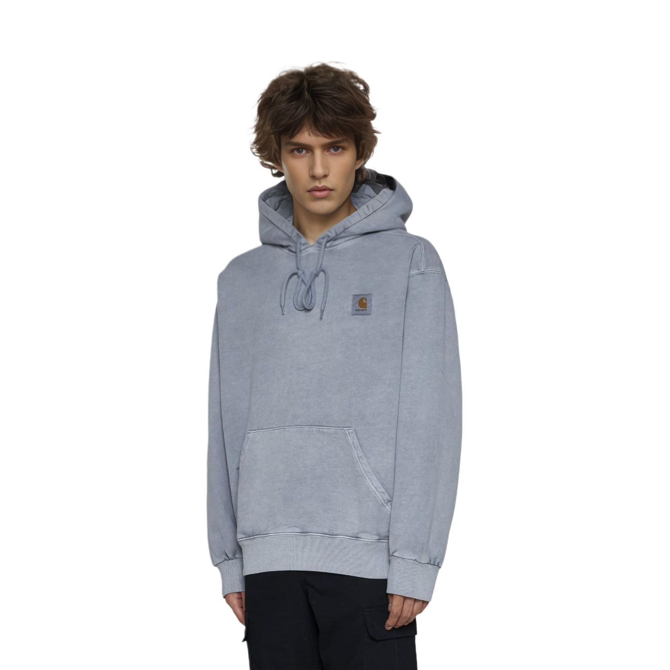 Lookbook Sudadera con Capucha Carhartt WIP Gris con Bolsillo Canguro. I0295231-NK-GD