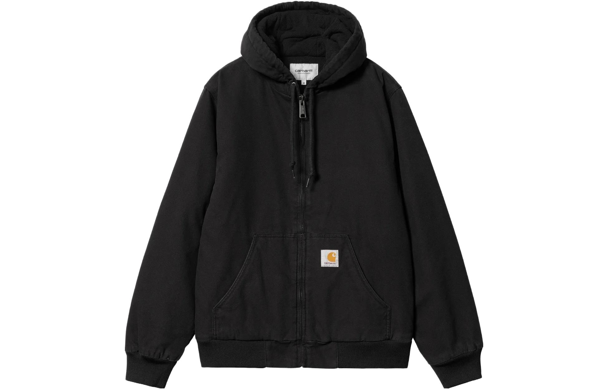 Carhartt WIP  Solid Black Zip-Up Hoodie Jacket Long Sleeve I023083-89-60