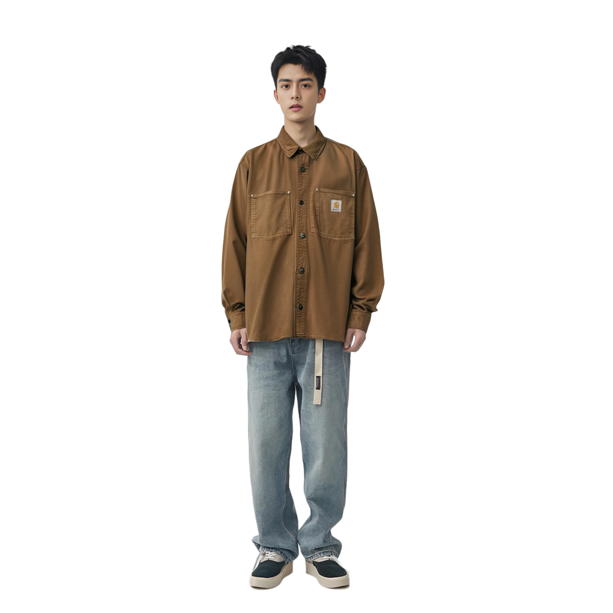 Purchase Carhartt WIP  Solid Button-Up Long Sleeve Shirt Dark Khaki. I032111-HZ-GD
