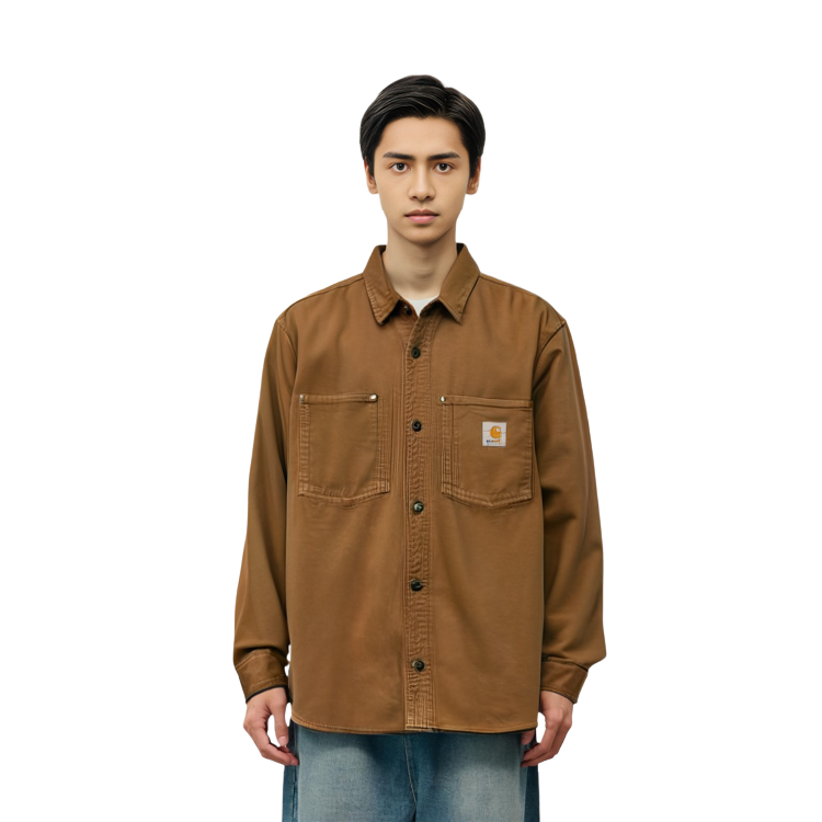 Details for Carhartt WIP  Solid Button-Up Long Sleeve Shirt Dark Khaki. I032111-HZ-GD