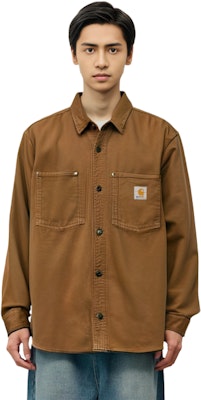 Carhartt WIP Solid Button-Up Long Sleeve Shirt Dark Khaki. I032111-HZ-GD Details for Carhartt WIP Solid Button-Up Long Sleeve Shirt Dark Khaki. I032111-HZ-GD