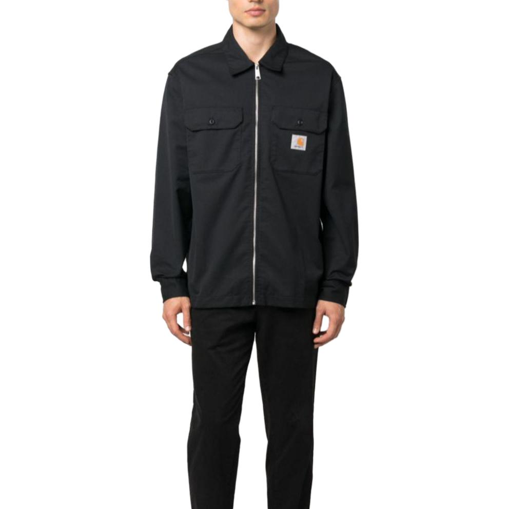 Lookbook Chaqueta Negra Casual con Cremallera y Cuello Carhartt WIP Solid. I032839