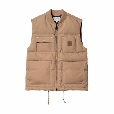 Carhartt WIP Solid Color Baseball Collar Pocket Zip Vest Brown I033894-2FS-XX