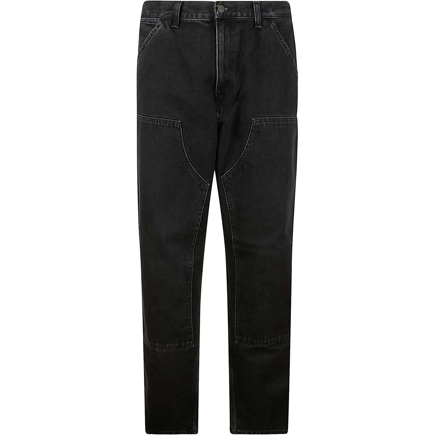 Carhartt WIP  Solid Color Straight-Leg Denim Zip Pants Black I032699890632