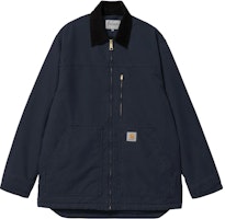 Carhartt WIP Solid Zip-up Split Collar Jacket Navy Blue I031227-0DI-02 Carhartt WIP Solid Zip-up Split Collar Jacket Navy Blue I031227-0DI-02