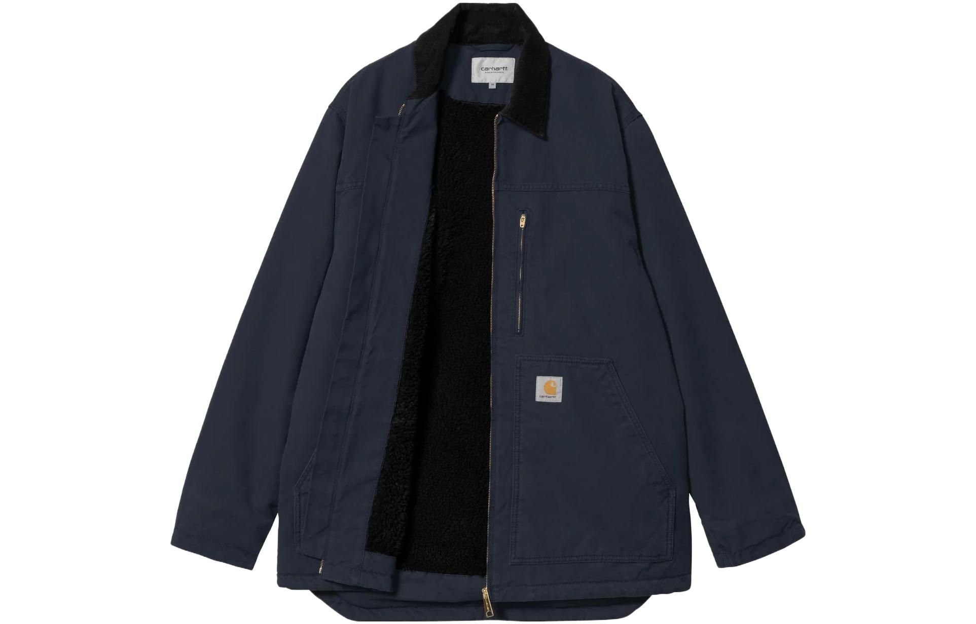 Shop Chaqueta Carhartt WIP Azul Marino con Cremallera y Cuello Split I031227-0DI-02