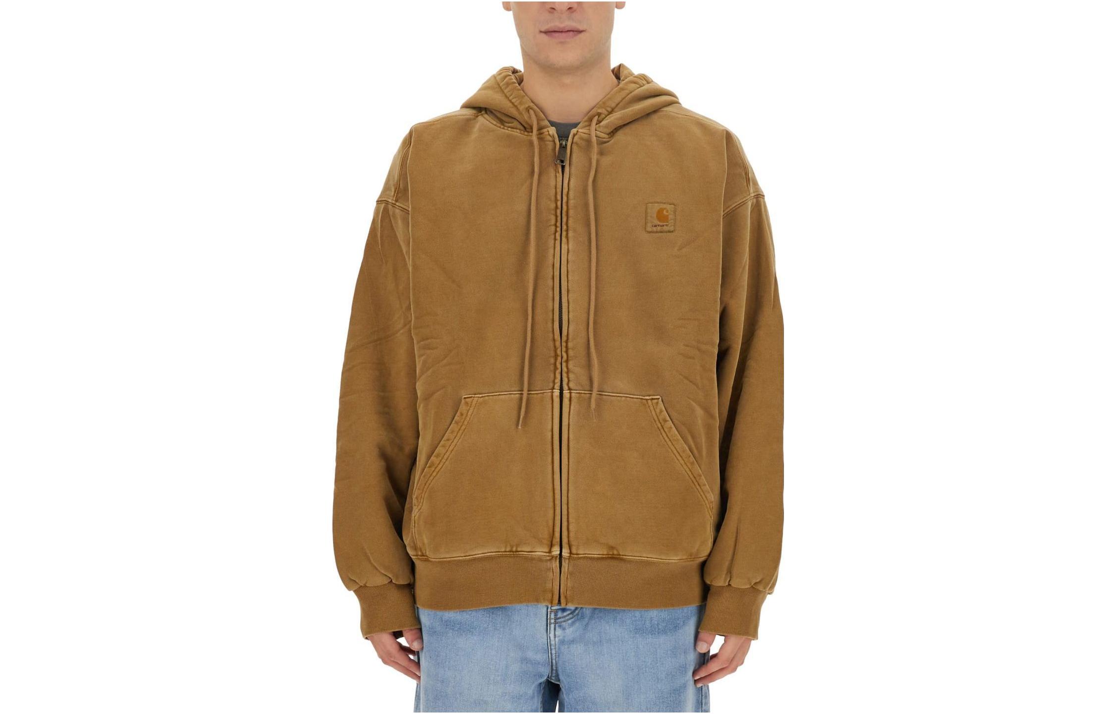 Carhartt WIP  Yellow Hoodie Full-Zip Solid Color Long Sleeve Sweatshirt I029524-1CM-GD 圖 2