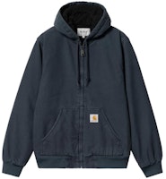 Carhartt WIP Active Jacket Solid Color Zip-Up Hoodie Jacket - Blue. I023083-01-60 Carhartt WIP Active Jacket Solid Color Zip-Up Hoodie Jacket - Blue. I023083-01-60