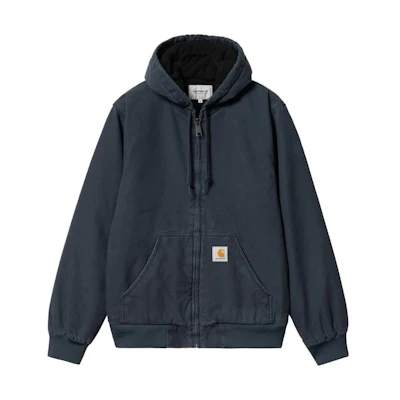Carhartt WIP Active Jacket Solid Color Zip-Up Hoodie Jacket - Blue. I023083-01-60