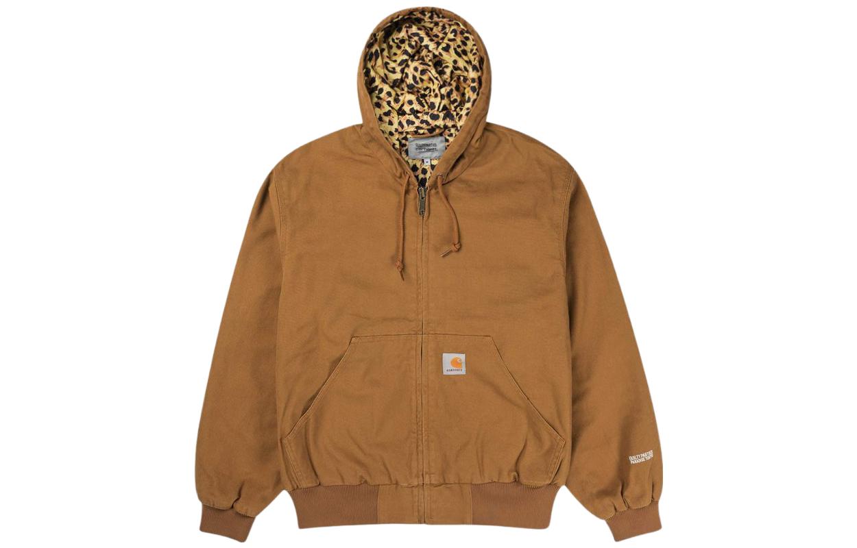 Carhartt WIP Active Jacket Brown Leopard Print Zip Up Hoodie I028198-0D9-02