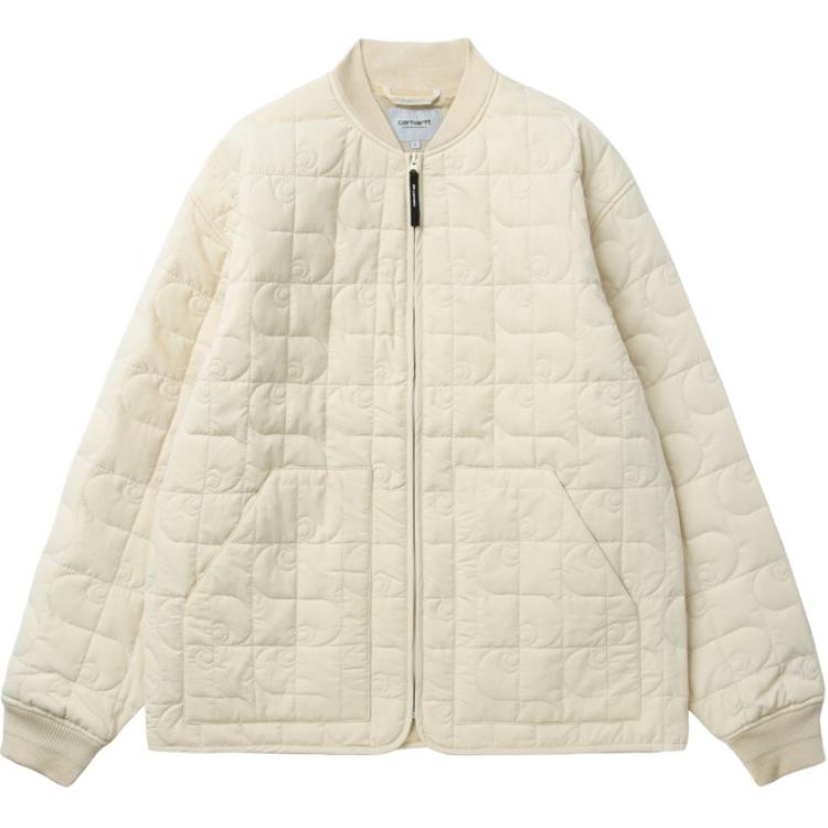 Carhartt WIP All-Over Logo Quilted Stand Collar Jacket Beige Unisex CHXJKA242004N-BGX