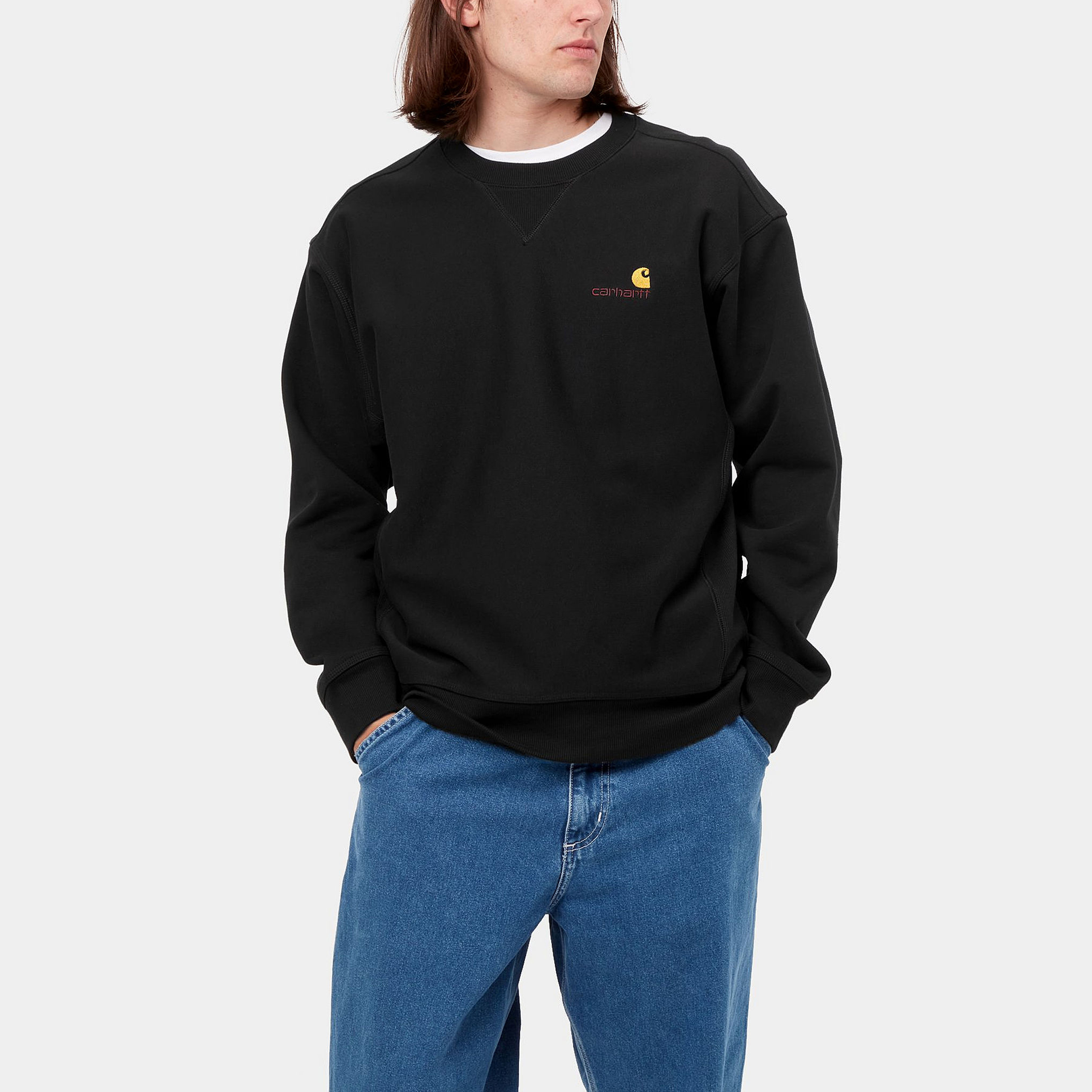 Purchase Carhartt WIP 美国刺绣黑色圆领卫衣休闲套头衫 I025475-89-XX