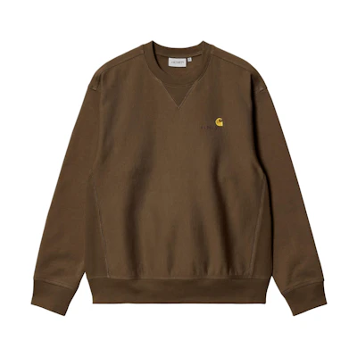 Carhartt WIP American Script Brown Embroidered Crewneck Sweatshirt for Men I025475-1ZD-XX